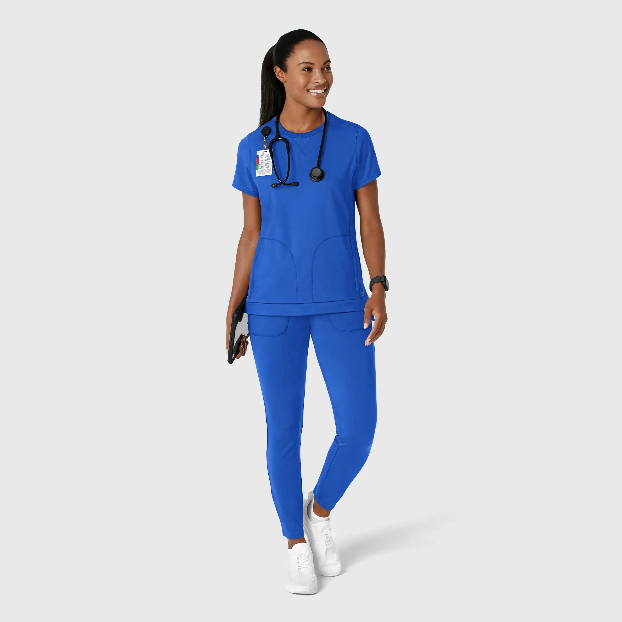 Wink Knit Women's Flex-n-Reach Crew Neck Scrub Top - Royal Blue