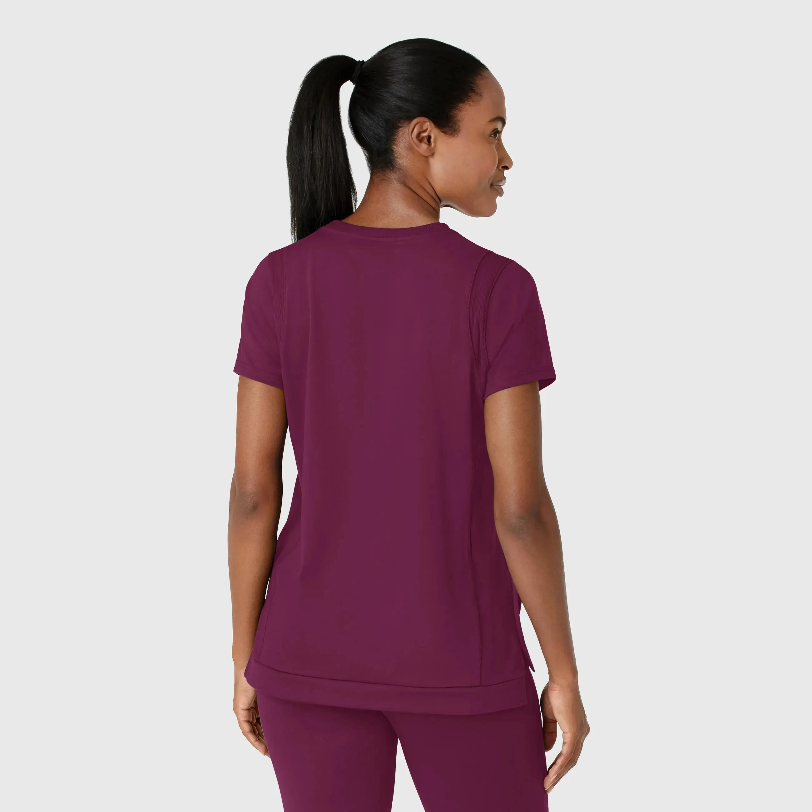 Wink Knit Women's Flex-n-Reach Crew Neck Scrub Top - Wine