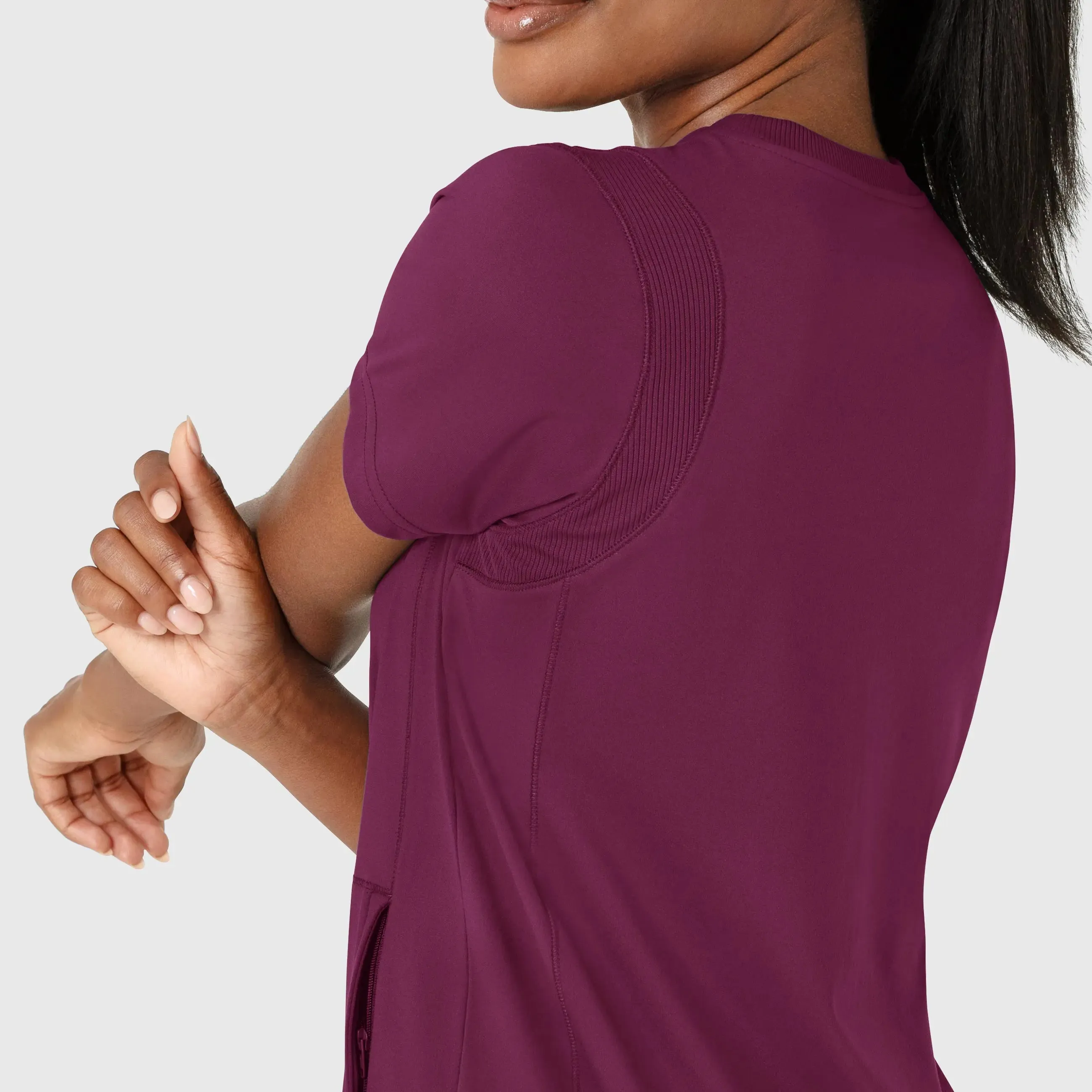 Wink Knit Women's Flex-n-Reach Crew Neck Scrub Top - Wine