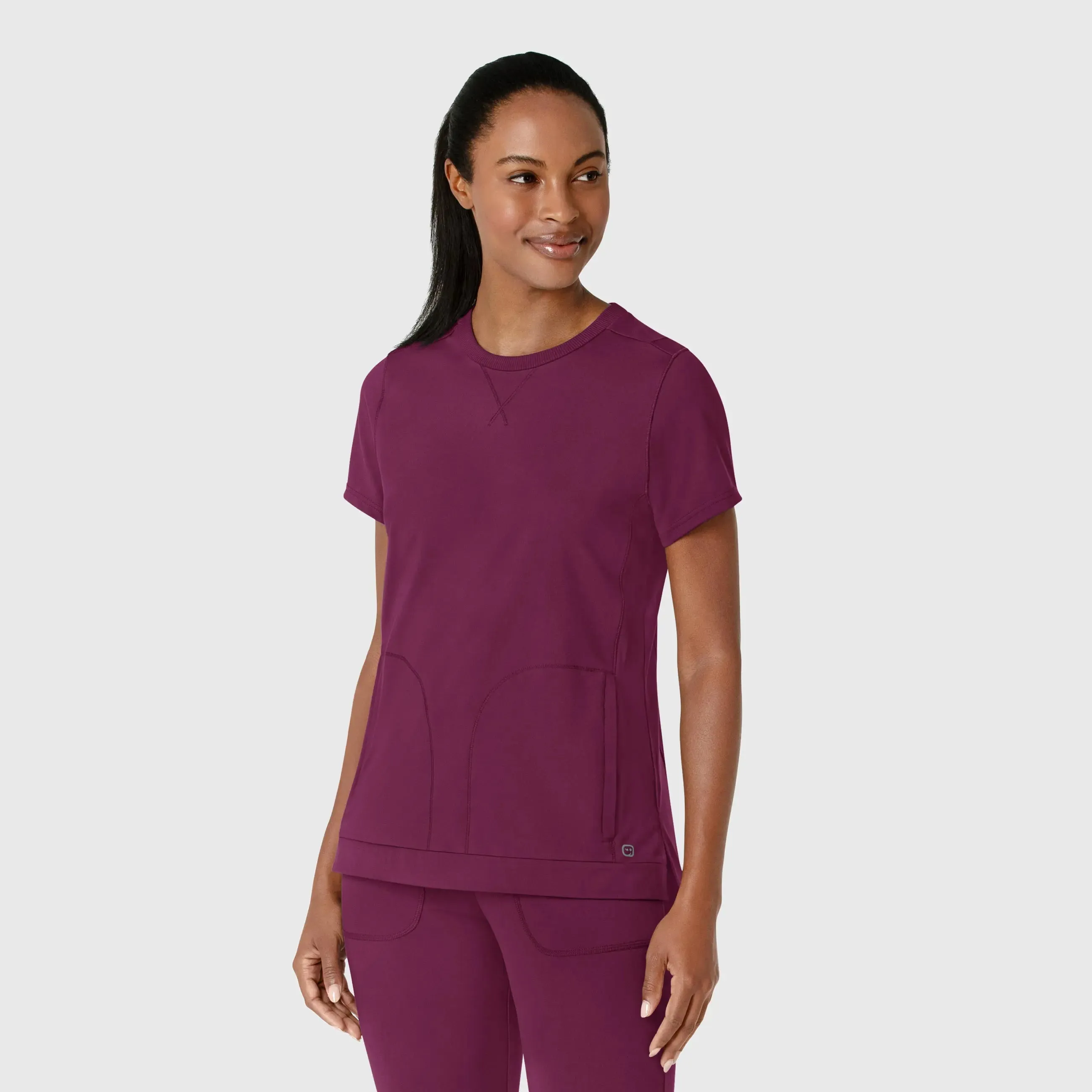 Wink Knit Women's Flex-n-Reach Crew Neck Scrub Top - Wine