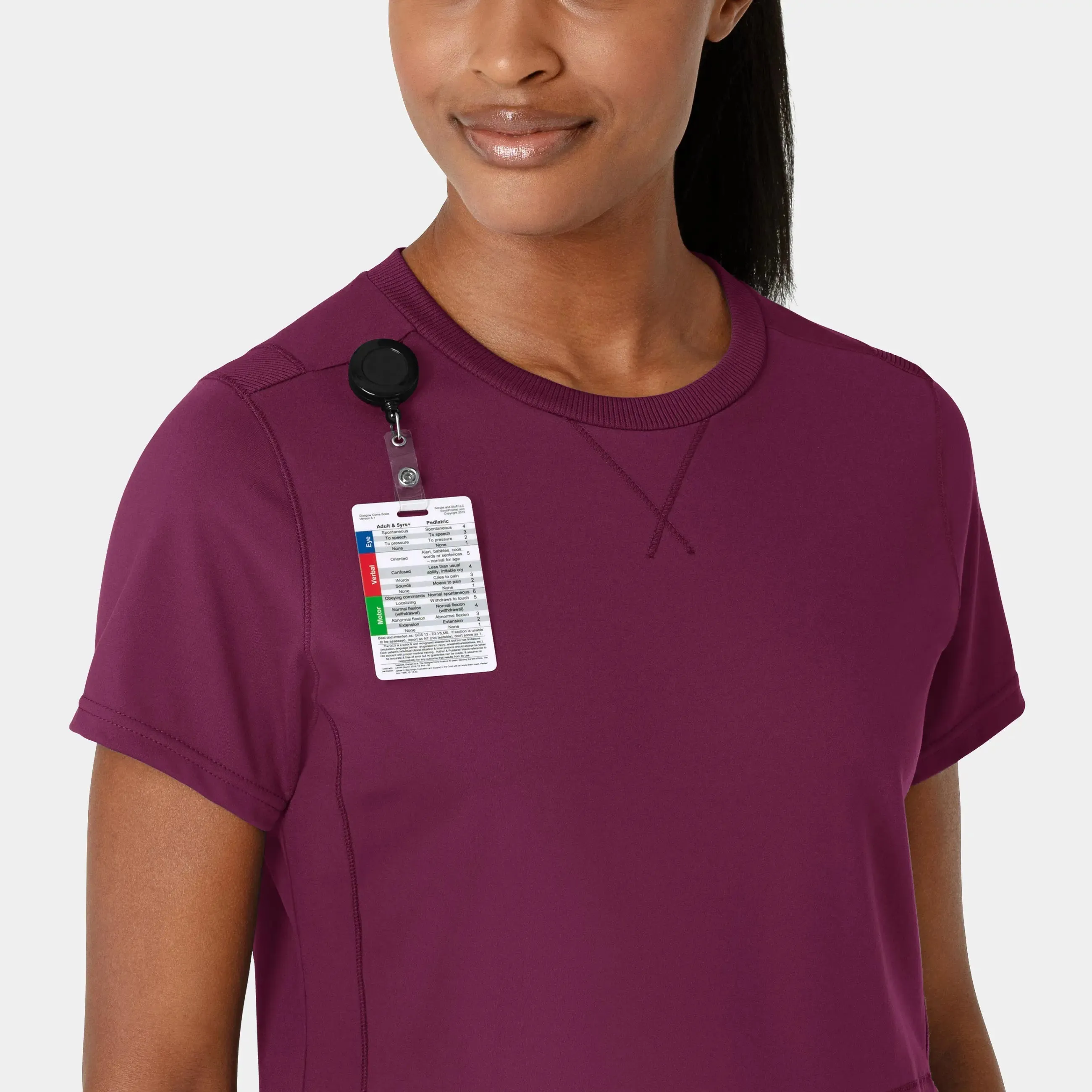 Wink Knit Women's Flex-n-Reach Crew Neck Scrub Top - Wine