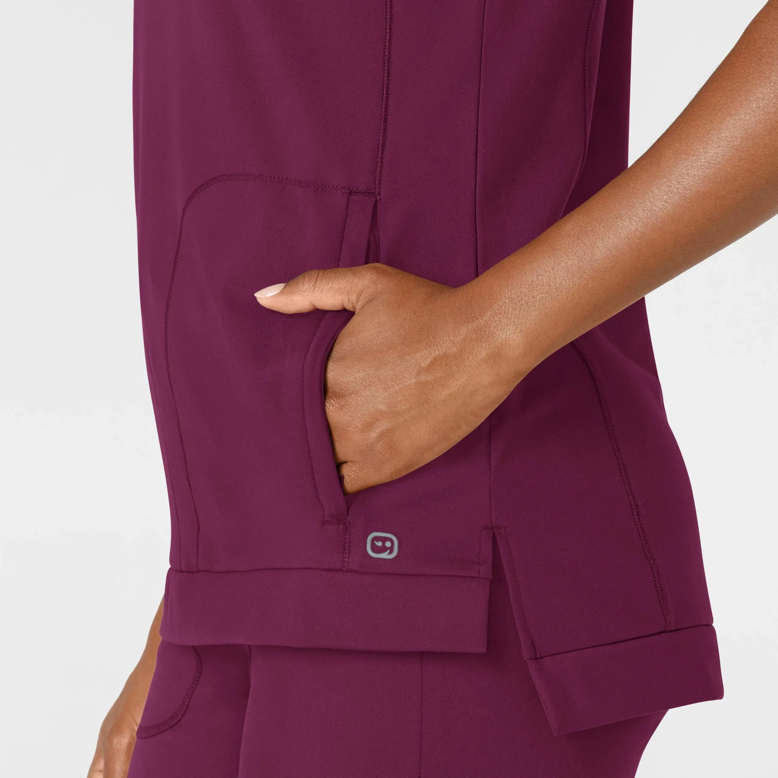 Wink Knit Women's Flex-n-Reach Crew Neck Scrub Top - Wine