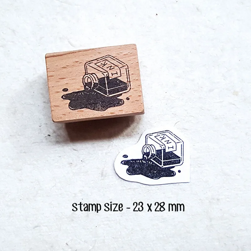 Writing Ephemera Nib Quill Pens Ink Bottles Scrapbooking Wooden Stamp