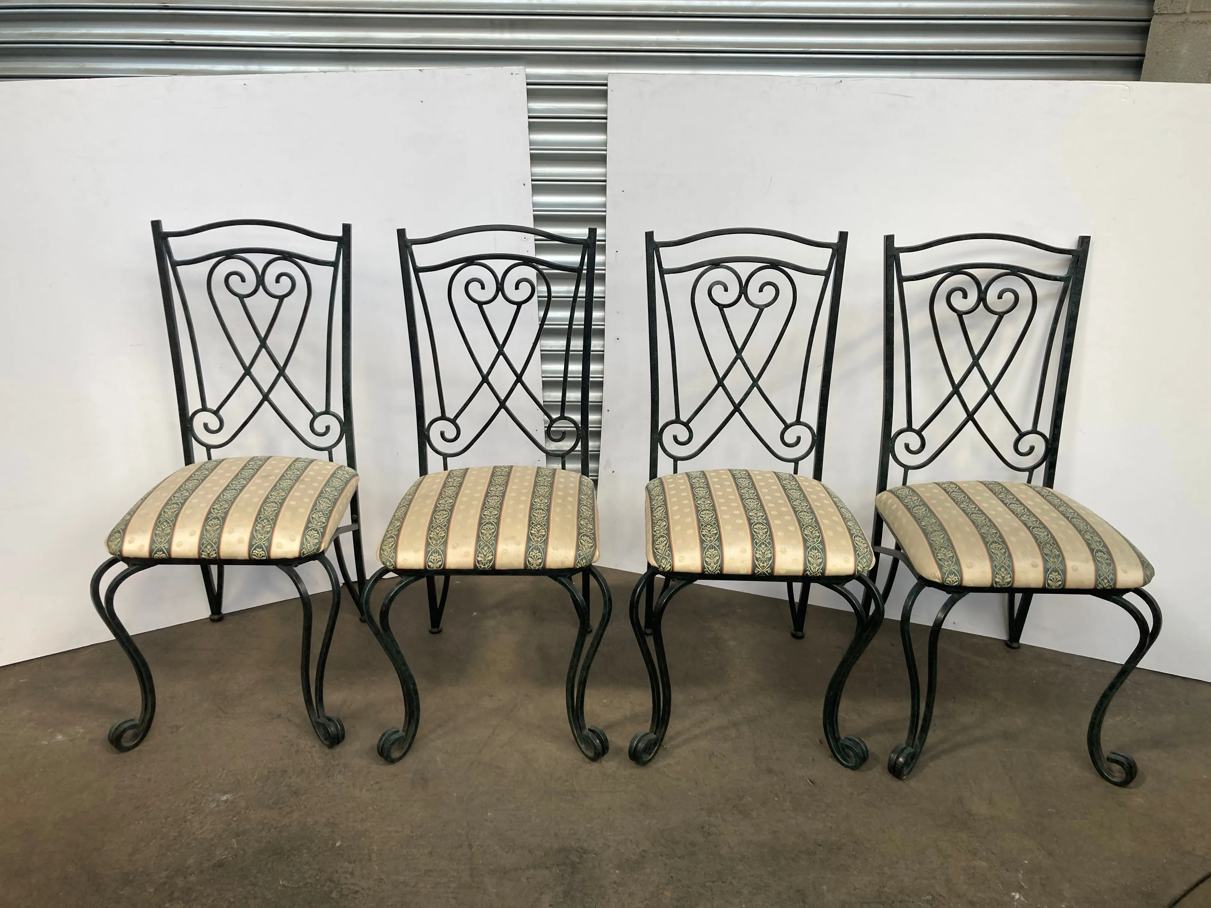 Wrought iron dining chairs set of 4